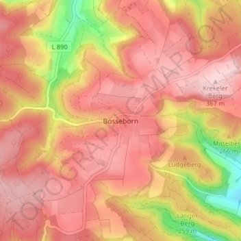 Bosseborn topographic map, elevation, terrain