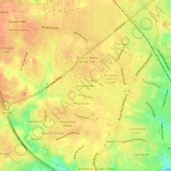 South Garden topographic map, elevation, terrain