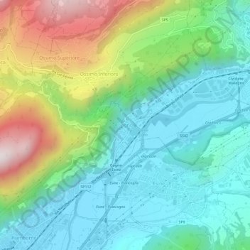 Cogno topographic map, elevation, terrain