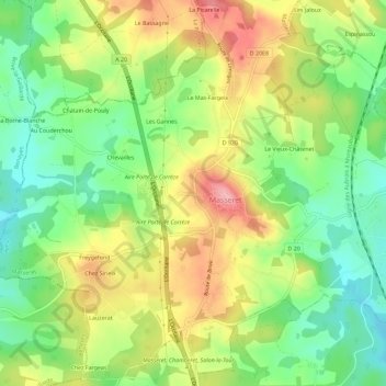 La Renoudie topographic map, elevation, terrain