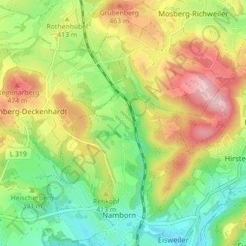 Heisterberg topographic map, elevation, terrain