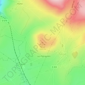 Puy de Talizat topographic map, elevation, terrain