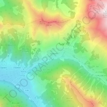 Le Villard topographic map, elevation, terrain
