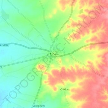 Athani topographic map, elevation, terrain