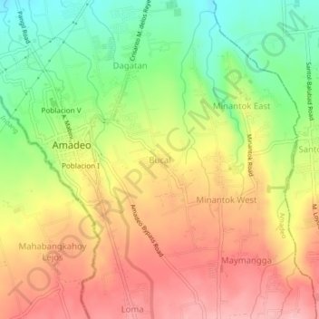 Bucal topographic map, elevation, terrain