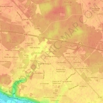 Les Patouilleries topographic map, elevation, terrain
