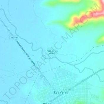 Paso de las Palmas topographic map, elevation, terrain