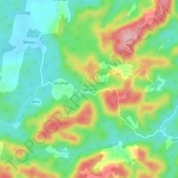 São João topographic map, elevation, terrain