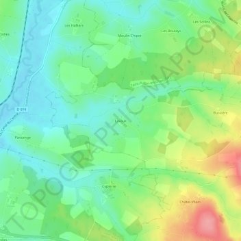 Lavaux topographic map, elevation, terrain