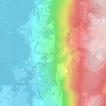 Montagnet topographic map, elevation, terrain