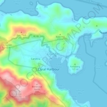 Coral Bay topographic map, elevation, terrain