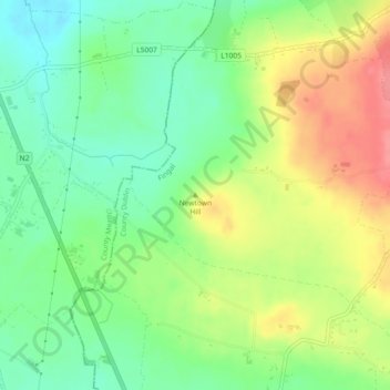 Newtown Hill topographic map, elevation, terrain
