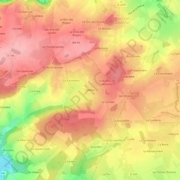 Valette topographic map, elevation, terrain