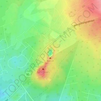 Biskupstungnabraut topographic map, elevation, terrain