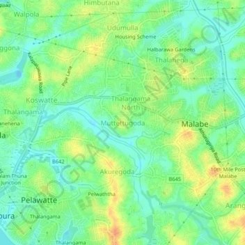 Muttettugoda topographic map, elevation, terrain