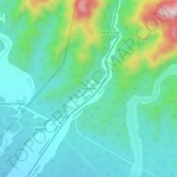 Mohand topographic map, elevation, terrain