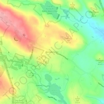 Montville Center topographic map, elevation, terrain