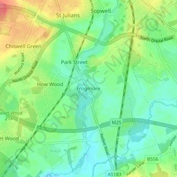 Frogmore topographic map, elevation, terrain