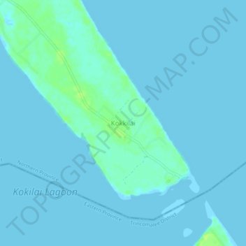 Kokkilai topographic map, elevation, terrain