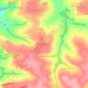 Bragantina topographic map, elevation, terrain