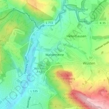 Waldemeine topographic map, elevation, terrain