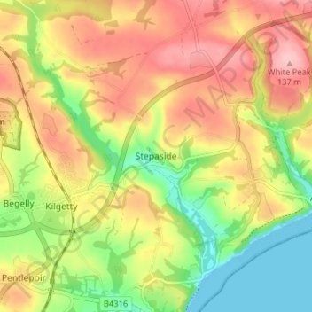 Stepaside topographic map, elevation, terrain