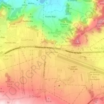 La Cruz Chica topographic map, elevation, terrain