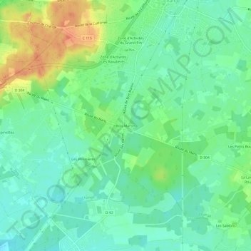 Bois Martin topographic map, elevation, terrain