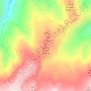 Monti Taffuri topographic map, elevation, terrain