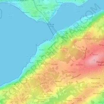 Menez Keralliou topographic map, elevation, terrain