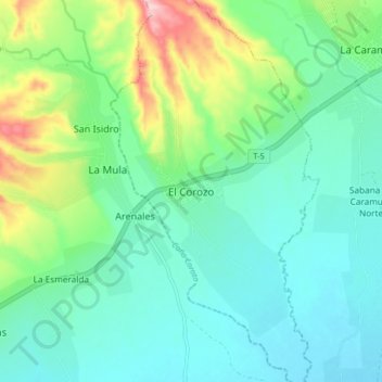 El Corozo topographic map, elevation, terrain
