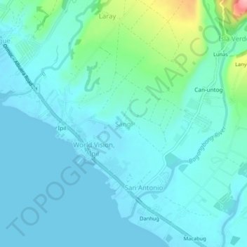 Sangi topographic map, elevation, terrain