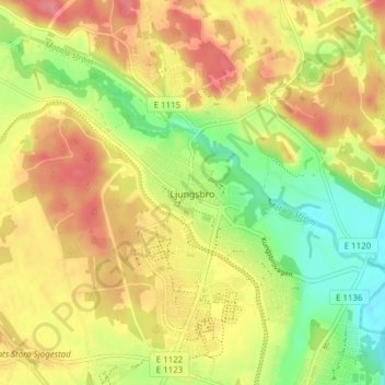 Ljungsbro topographic map, elevation, terrain