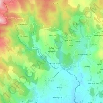 Belaubre topographic map, elevation, terrain
