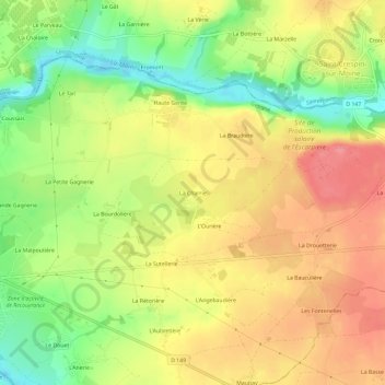 La Charrie topographic map, elevation, terrain