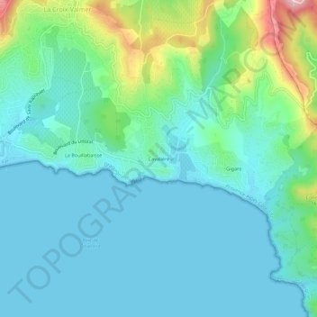 Cavalière topographic map, elevation, terrain