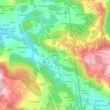 Vilariño topographic map, elevation, terrain