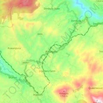 Kotagala topographic map, elevation, terrain
