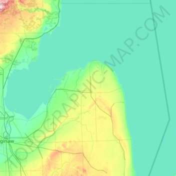 Huron topographic map, elevation, terrain