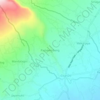 Padakembang topographic map, elevation, terrain
