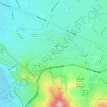 Cowell topographic map, elevation, terrain