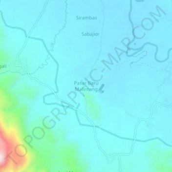 Pasar Baru Malintang topographic map, elevation, terrain