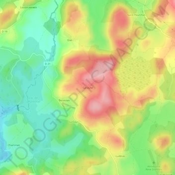 Geneyte topographic map, elevation, terrain
