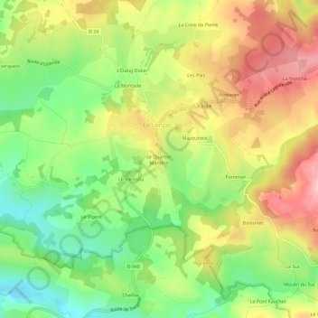 Le Quartier Mandrin topographic map, elevation, terrain