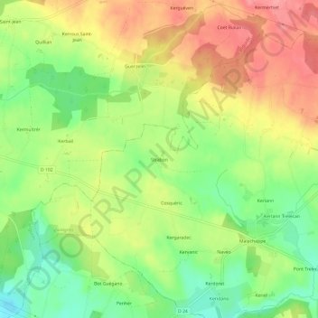Strabon topographic map, elevation, terrain