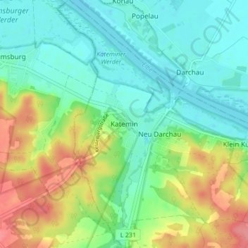 Katemin topographic map, elevation, terrain