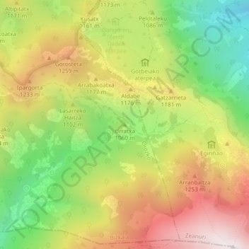 Urratxa topographic map, elevation, terrain