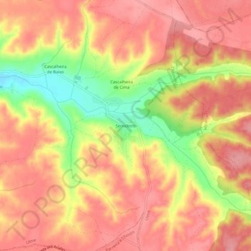 Semideiro topographic map, elevation, terrain