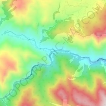 Drake topographic map, elevation, terrain