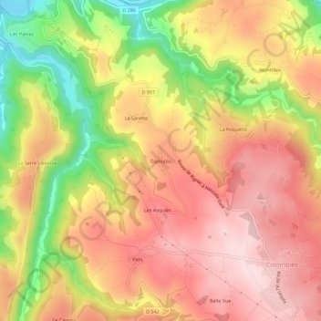 Gipoulou topographic map, elevation, terrain